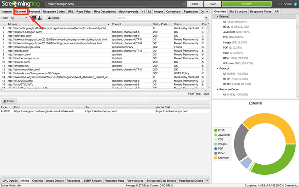 Kiểm tra external link trên website