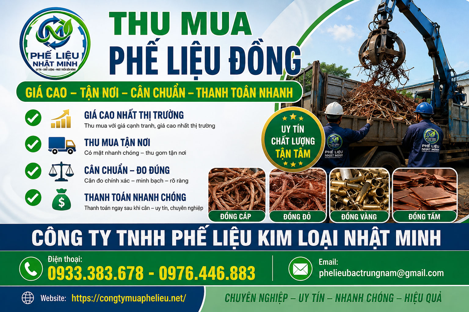 Thu Mua Phế Liệu Đồng – Phế Liệu Kim Loại Nhật Minh Giá Cao, Tận Nơi