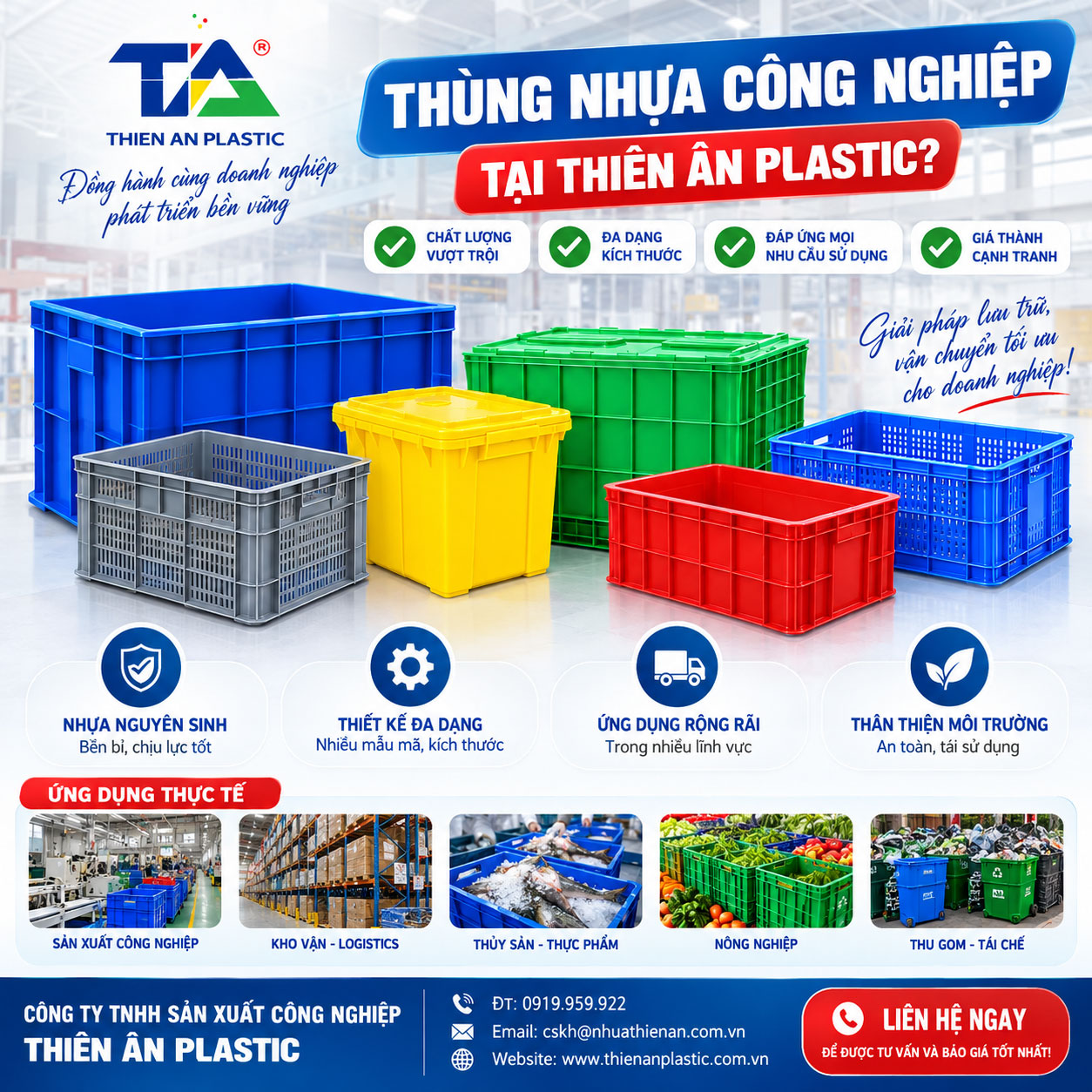 Thùng nhựa công nghiệp tại Thiên Ân Plastic