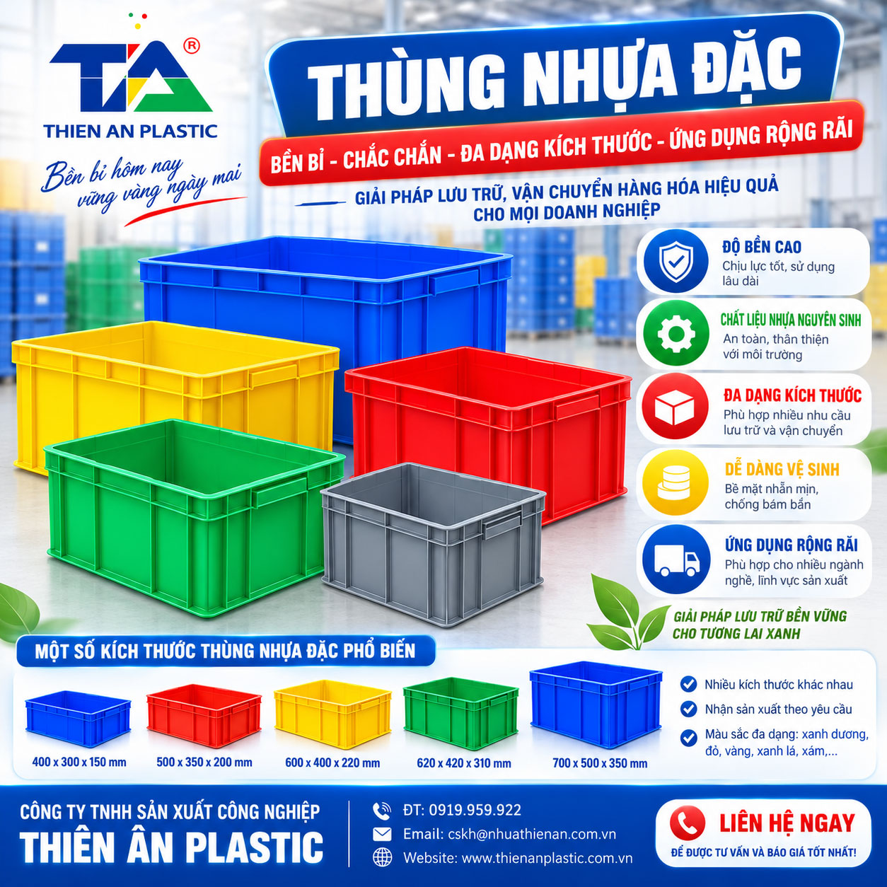 Thùng nhựa đặc tại Thiên Ân Plastic